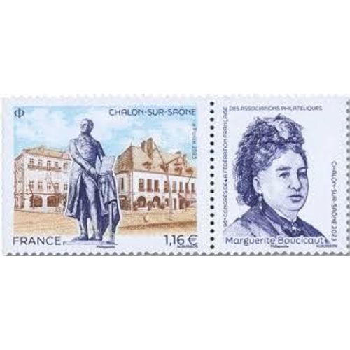 96me Congrs De La Fdration Franaise Des Associations Philatliques  Chalon-Sur-Sane : Paysage Urbain Et Statue De Nicphore Niepce Anne 2023 N 5687 Yvert Et Tellier Luxe Vignette Attenante
