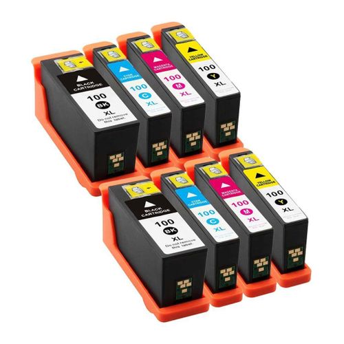 Pack 8 compatible 100 XL AVEC PUCE Supérieure Qualité cartouches d'encre Lexmark (BK/C/M/Y)