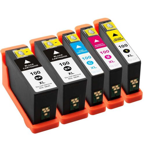 Lot de 5 Cartouches d'Encre compatible pour r Lexmark 100XL BK , 100XL C , 100XL M , 100XL Y Lexmark IMPACT S 205 S 302 S 305 S 308