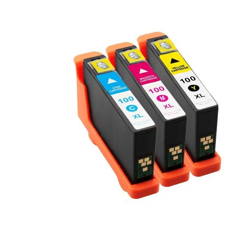 Lot de 3 Cartouches d'Encre compatible pour r Lexmark 100XL C , 100XL M , 100XL Y Lexmark IMPACT S 205 S 302 S 305 S 308