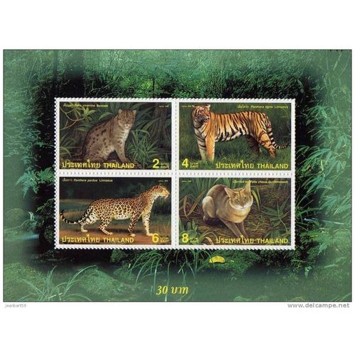 Chat Sauvage Timbres  Stamp Félin Thaïlande Wild Cat