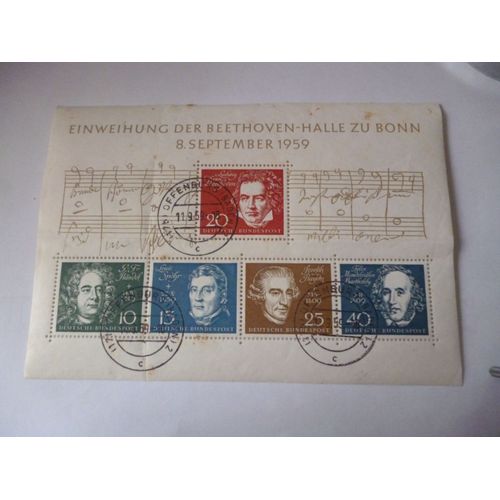 Bloc De Timbres:"Inauguration De La Salle Beethoven À Bonn.5 Timbres".