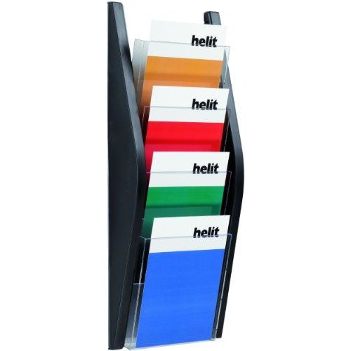 Helit Porte Brochure Mural, A4 Portrait, 4 Compartiments,