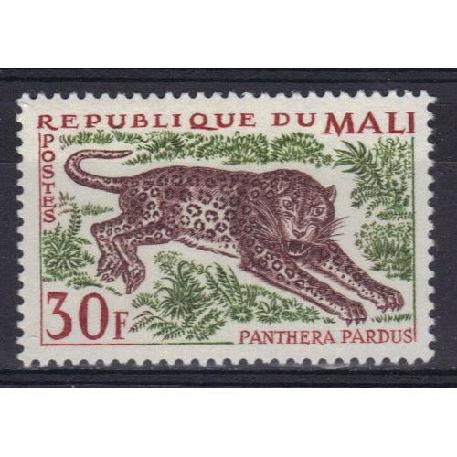 Mali 1965 : Félin Sauvage : Panthère - Timbre 30 F. Neuf *