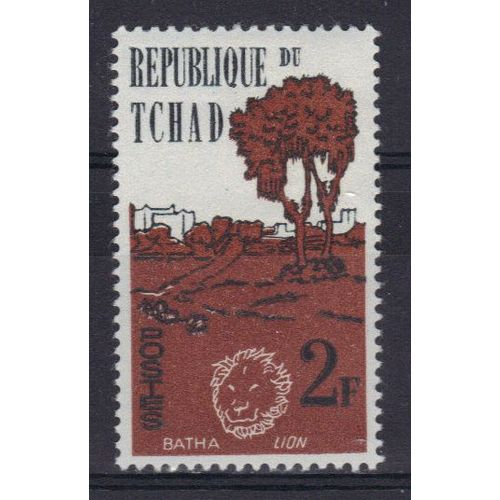 Tchad 1961 : Têtes D'animaux En Réserve Blanche Et Vues Diverses : Lion Et Batha - Timbre Neuf *
