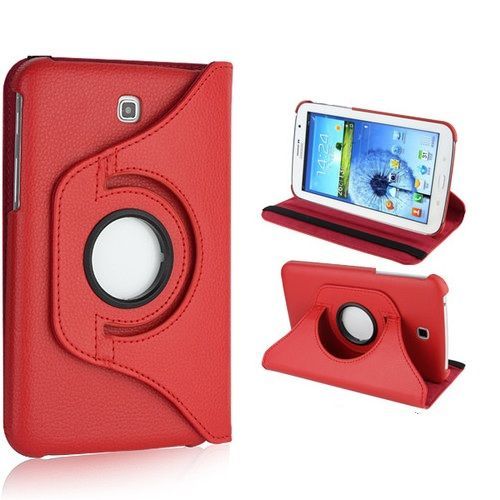 Tablette 7 Pouces Samsung Galaxy Tab 3 7. 0 P3200 P3210 P3220 : Housse Etui Rotatif Coque Pochette Book Rotative Rotation 360° Inclinable Avec Support En Cuir Pu Couleur  Rouge + Film D'écran