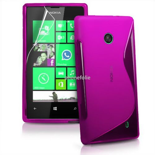 Nokia Lumia 520 - Coque Silicone Gel Tpu Etui Housse Motif Ligne S S-Line Vague Couleur  Rose + Film D'écran