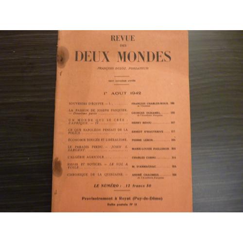 Revue Des Deux Mondes Tome 70 Du 1er Aout 1942