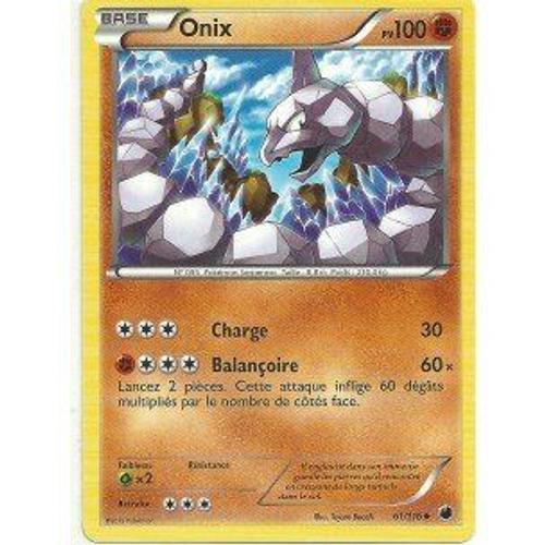 Nintendo - Carte Pokémon 61/116 Onix Noir Blanc Glaciation Plasma Vf Neuve