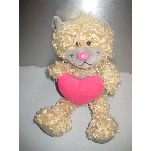 Doudou Peluche Ours Souriant Avec Coeur Techno Diffusion 24 Cm