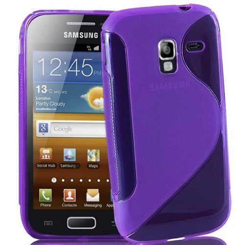 Housse Samsung Galaxy Ace 2 Ii I8160 Coque Silicone Gel Etui Pochette En Tpu Motif Ligne S S-Line Vague Couleur  Violet + Film D'écran