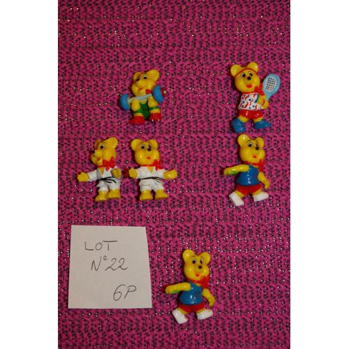 Lot N°22 Composé De 6 Figurines Kinder Ours Jaune Nounours Haribo