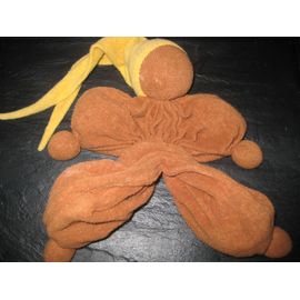 Doudou Plat Marron Et Jaune Lutin Keptin-Jr