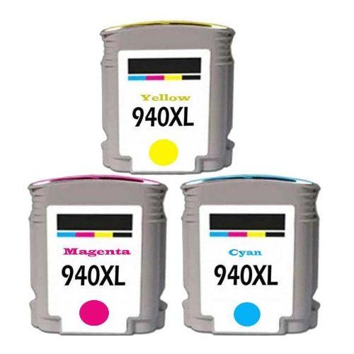 Merotoner® - 3 Cartouches d'encre compatible pour HP 940XL, 940 XL Avec Puce HP Officejet PRO 8000 , Officejet PRO 8500 Wireless, Officejet Pro 8500A e-All-in-One (Cyan, Magenta, Jaune)