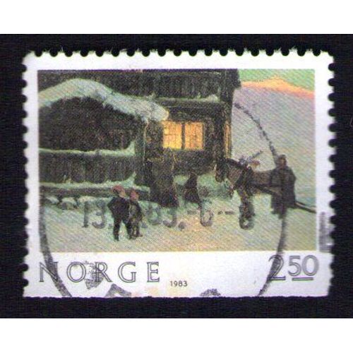 Norvege Oblitération Ronde Used Stamp Village En Hiver 1983