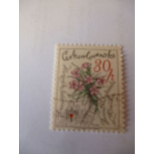 Timbre "Tchécoslovaquie :Dianthus Glacialis".