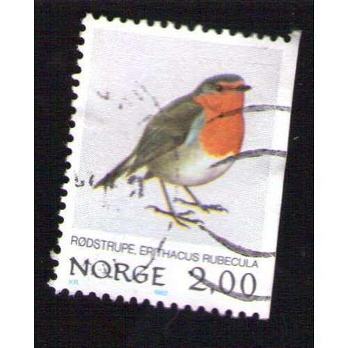Norvege Oblitéré Used Stamp Oiseau Bird Erithacus Rubecula Rouge-Gorge Familier 1982