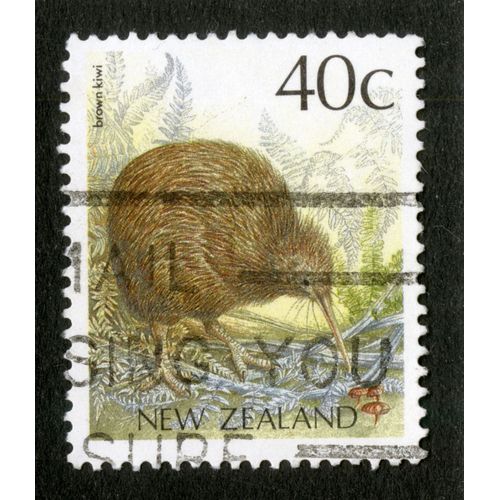 Timbre Oblitéré New Zealand, Brown Kiwi, 40 C