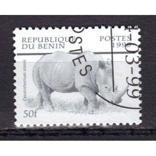 Benin 1999 : Animal Sauvage : Rhinocéros - Timbre Oblitéré
