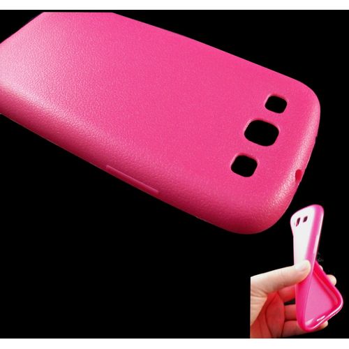 Coque Samsung Galaxy S3 I9300  Silicone Semi Rigide Motif Cuir Rose