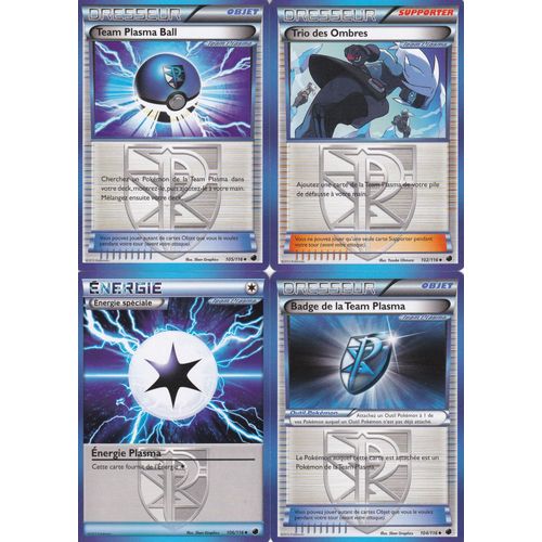 Lot De 4 Cartes - Team Plasma - Dresseur Et Energie - Edition Glaciation Plasma -