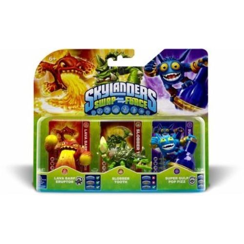 Figurines Skylanders Swap Force Slobber Tooth + Lava Barf Eruptor + Super Gulp Pop Fizz