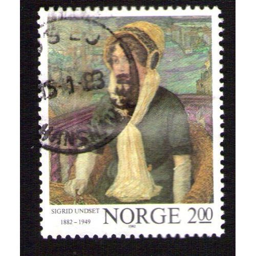 Norvege Oblitération Ronde Used Stamp Écrivain Sigrid Undset Romancière 1982