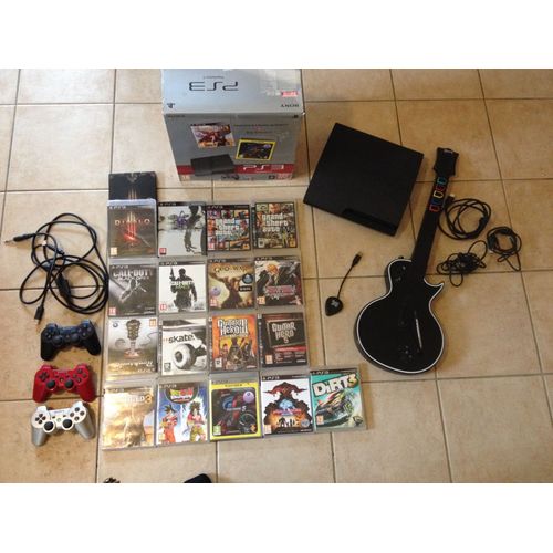 Ps3 Slim Noir 320go Avec 17 Jeux + Accessoires