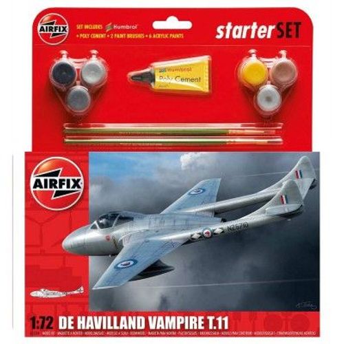 Maquette Avion : Starter Set : De Havilland Vampire T.11-Airfix