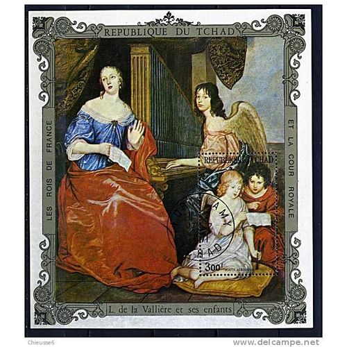 Bloc Philatélique De La République Du Tchad, Poste Aérienne, 300 Francs, Série Les Rois De France Et La Cour Royale : L. De La Vallière Et Ses Enfants - Rubens