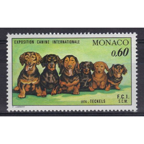 Monaco 1976 : Exposition Canine Internationale De Monte-Carlo : Chiens : Teckels - Timbre Neuf ** Cote 9 ¿