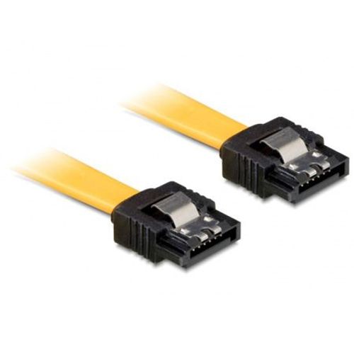 Delock Cable SATA - Câble SATA - Serial ATA 150/300/600 - SATA (F) pour SATA (F) - 20 cm - verrouillé, connecteur droite - jaune