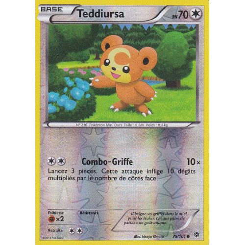 Carte Pokemon - Teddiursa - 75/101 - Reverse - Explosion Plasma - Version Francaise -