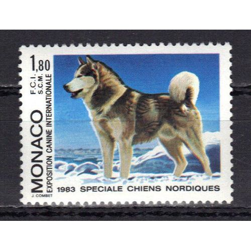 Monaco 1983 : Exposition Canine Internationale À Monte-Carlo : Chien Nordique : Alaskan Malamute - Timbre Neuf ** Cote 9,50 ¿