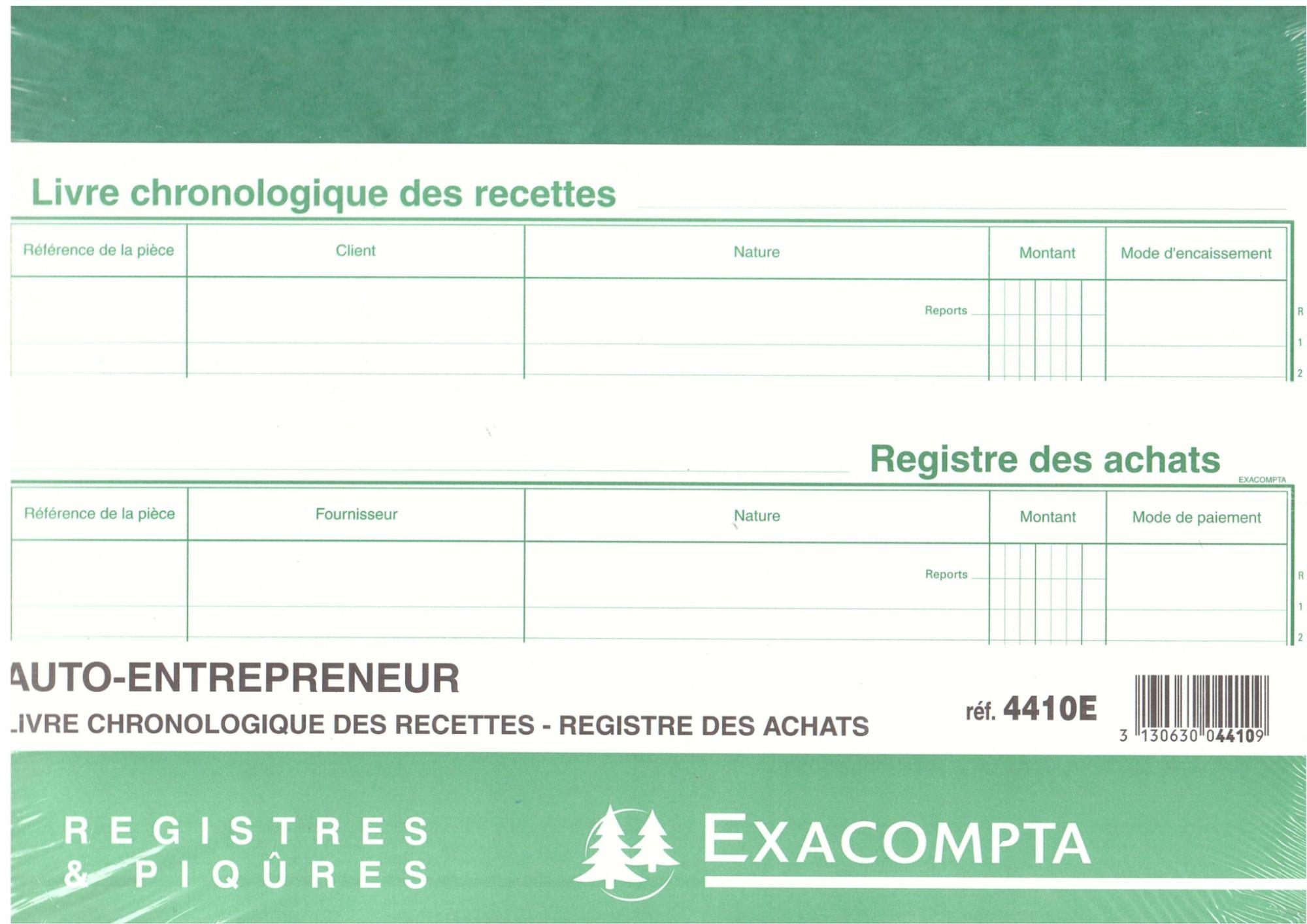 Registre de Recettes et des Achats - Auto-Entrepreneur EXACOMPTA