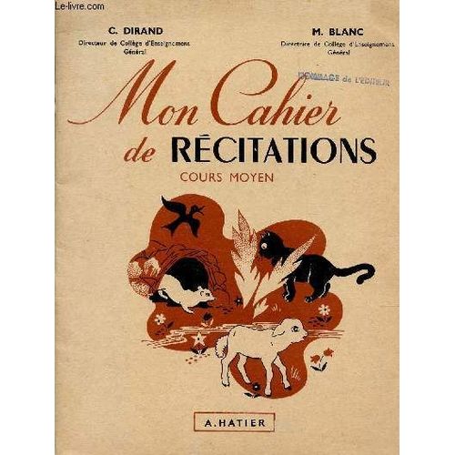 Mon Cahier De Recitations - Cours Moyen.