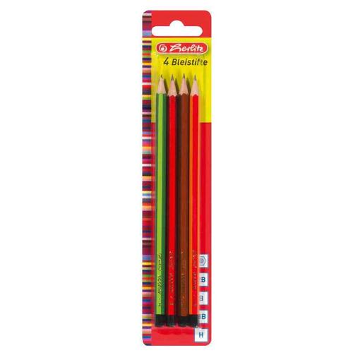 Herlitz 4 X Crayon Scolaire, Hexagonal, Assorti,