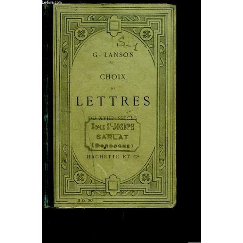 Choix De Lettres Du Xviiie Siecle