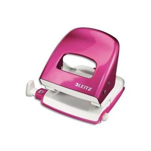 Leitz Perforateur Rose Métallisé, 30 Feuilles, Réglette À Clic. Effort Réduit De 60%