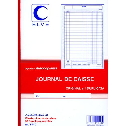 Elve Manifold Journal De Caisse  297 X 210 Mm 50 Feuillets Dupli