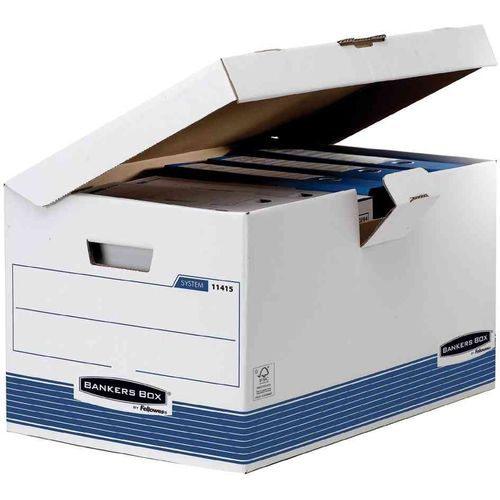 Fellowes Boîtes D'archivage À Couvercle Rabattable Maxi Bankers Box, Blanc/Bleu