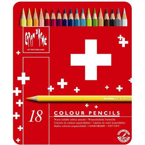 Caran D'ache Crayons De Couleur Swisscolor En Étui Métal De 18