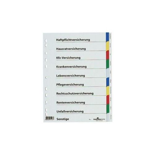 Durable Kunststoff-Register, Für Versicherungen, A4, Pp
