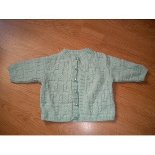 Gilet Vert À Motifs "Torsades" - Taille 9-12 Mois