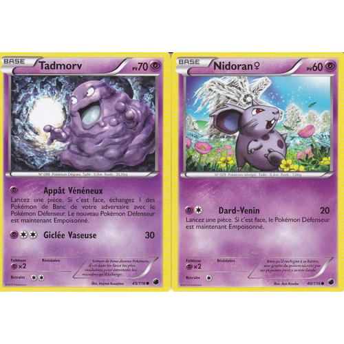 2 Cartes Pokemon - Tadmorv 45/116 + Nidoran 40/116 - Glaciation Plasma -