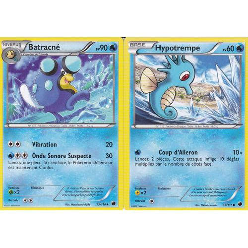 2 Cartes Pokemon - Hypotrempe 18/116 + Batracne 25/116 - Glaciation Plasma -