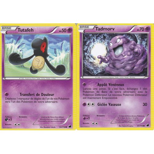 2 Cartes Pokemon - Tadmorv 45/116 + Tutafeh 54/116 - Glaciation Plasma -