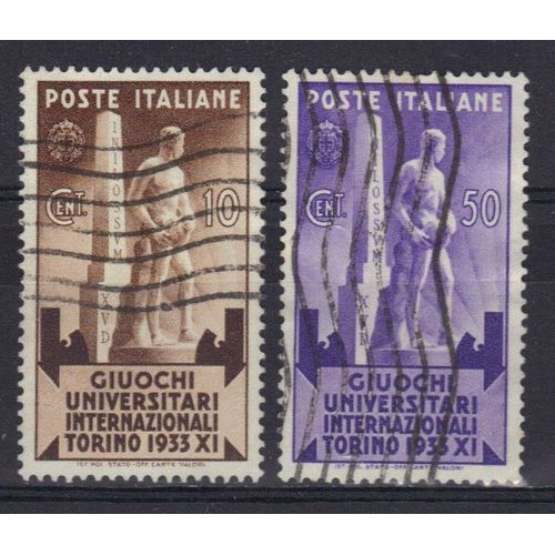 Italie 1933 : Jeux Universitaires Internationaux À Turin - Lot De 2 Timbres Oblitérés