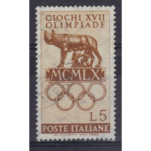 Italie 1960 : Jeux Olympiques À Rome - La Louve Allaitant Rémulus Et Rémus : Timbre Oblitéré