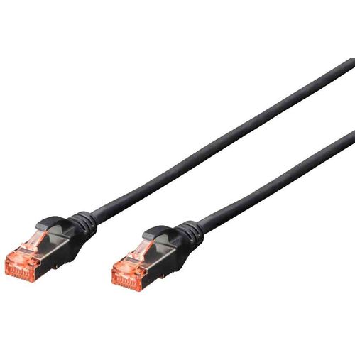 DIGITUS - Cordon de raccordement - RJ-45 (M) pour RJ-45 (M) - 25 cm - SFTP - CAT 6 - démarré, sans halogène, sans crochet - noir, RAL 9005